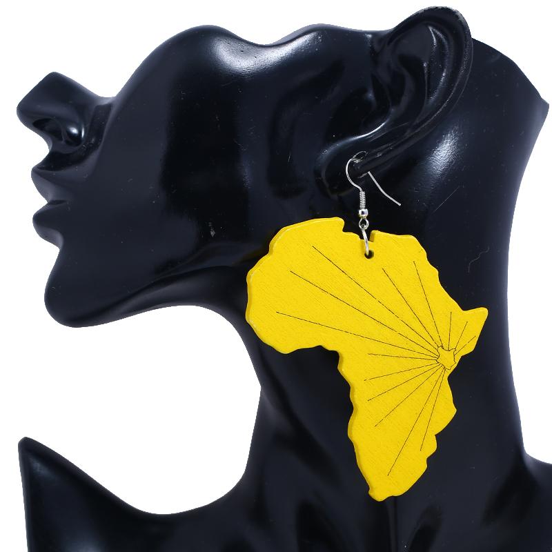 

Dangle & Chandelier LZHLQ 2 Pairs Of African Map Modeling Earrings 2021 Women Fashion Girl Wooden Drop Female Jewelry
