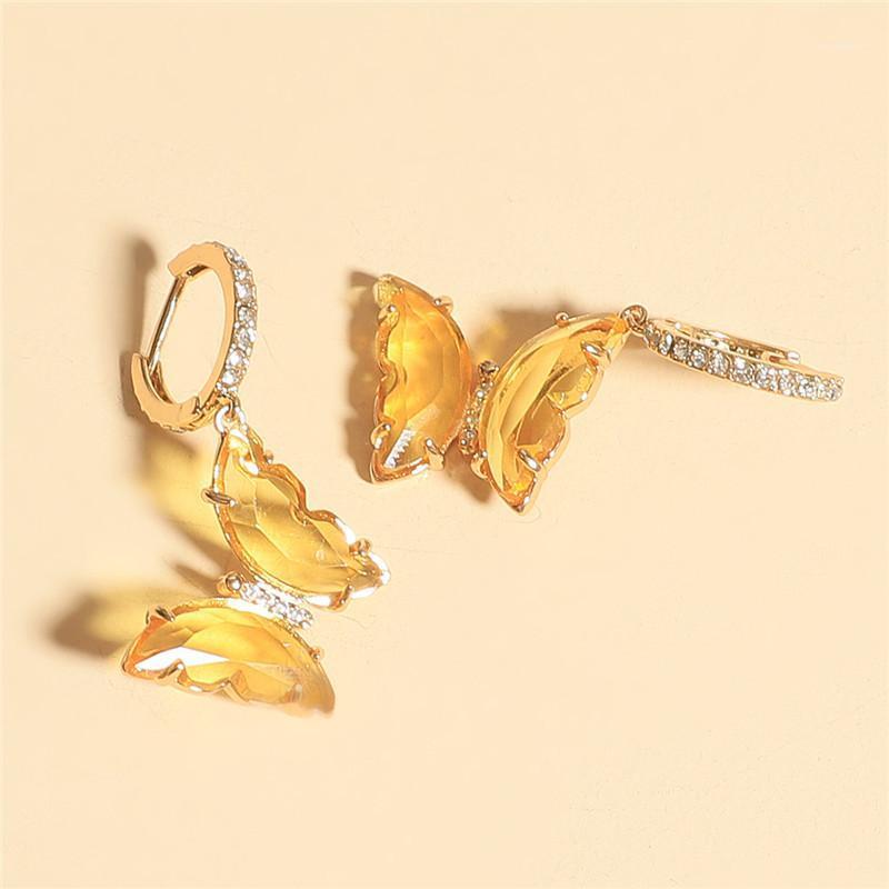 

Glass Butterfly Earrings Women Gold Color Crystal Dangle Drop Earrings Korean Wedding Jewelry1