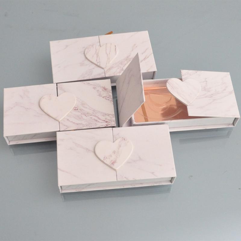 

Wholesale Lash Boxes Packaging Eyelash Box Package Custom Book style Magnetic Marble Grey Mink Lashes Makeup Storage Case Vendor