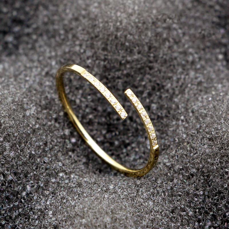 

Wedding Rings Design 1mm Wide Openings Inlaid With 16 Zircon Ring For Women Top Quality Titanium Steel Love Brand Jewelry