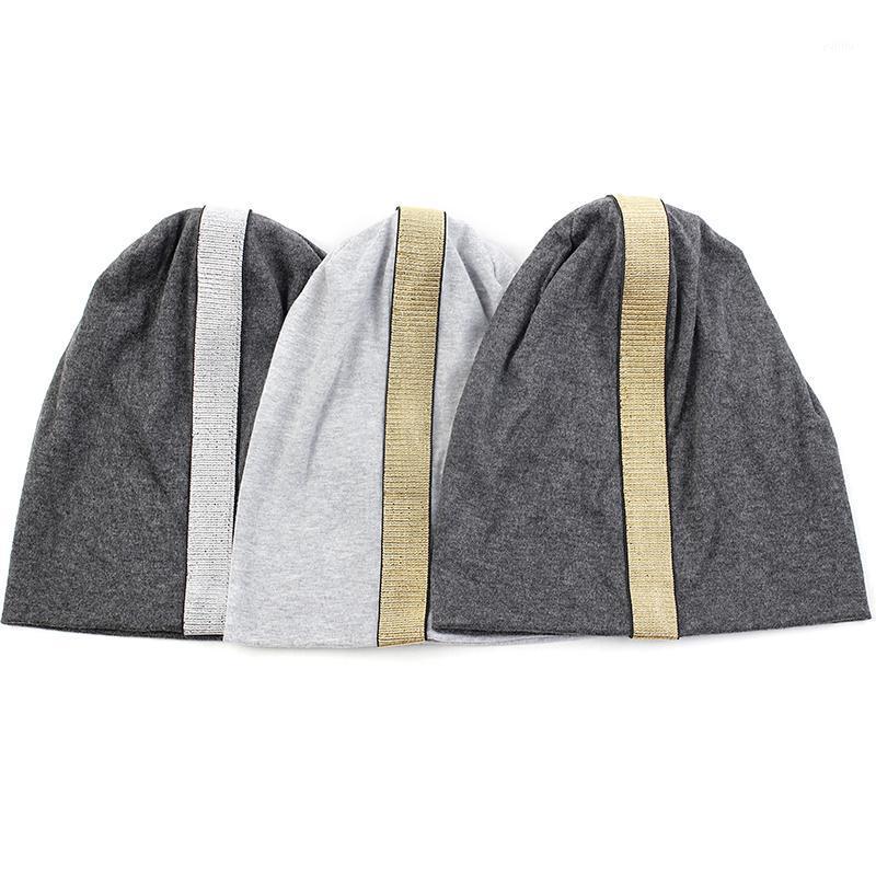 

Women New Soft Gold Silver Cotton Ribbed Beanies Autumn Winter Slouch Skullies Hat And caps For Ladies Oversize Hats1