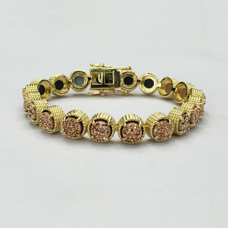 

BOROSA Designer Luxury Bracelets Women Bangles Twenty-stone Rainbow Natural Color Titanium Druzy Bracelet ZG03531