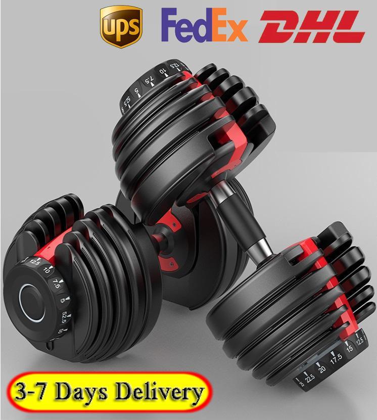 

DHL/UPS/FEDEX 3-7 Days Delivery ! Weight Adjustable Dumbbell 5-52.5lbs Fitness Workouts Dumbbells Tone Your Strength Muscles LWT, Red