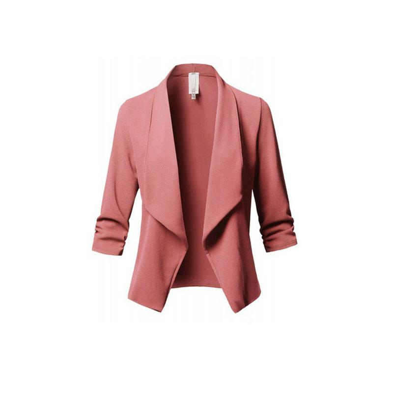 

Spring Summer 2020 Women Suit Jacket Long Sleeve Pleated Slim Blazer Ladies Top Solid Coat Plus Size 3xl 5xl Women' Office Wear, White