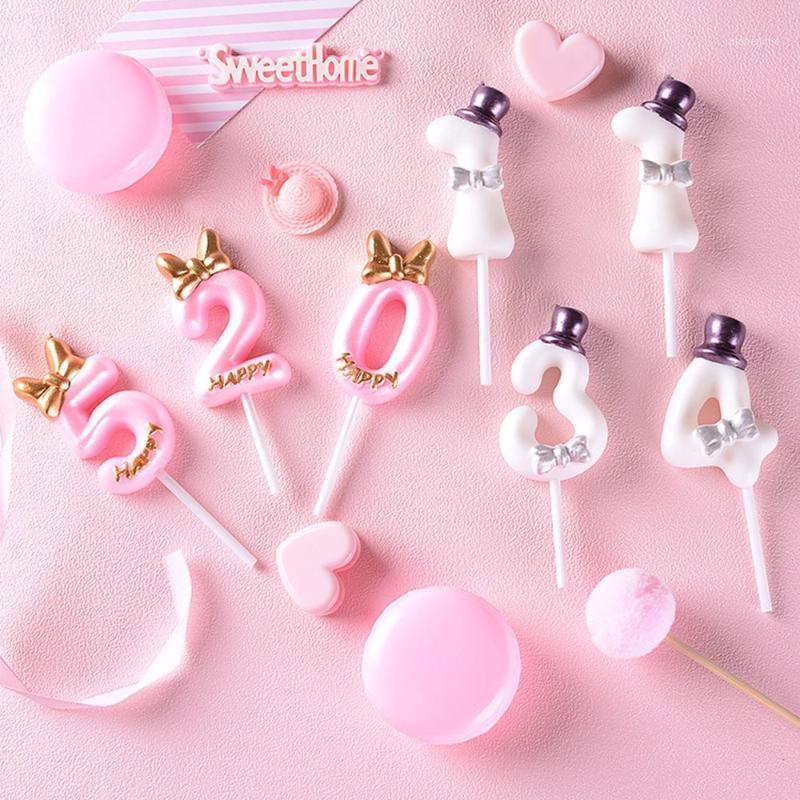 

Prince and Princess Shape Creative Birthday Candles Net Red Bow Cake Decoration Children's First Birthday Party Decoration1