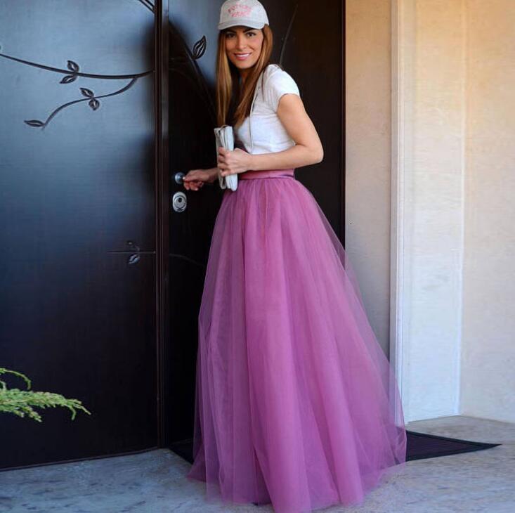 

5-layer Tutu Tulle the Vintage Long Plight of Bridesmaid's Women Maxi Wedding Skirt Plus Size Jupe Broken Skirts Oq7d, Pink.