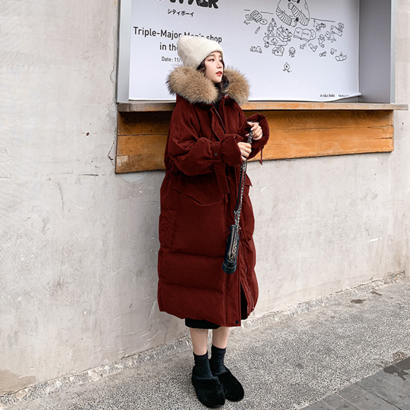 

Down Padded Winter the Women Drawstring Draw Back Long Thicken Style Ladies Jackets Cowl Ropa Fur Collar Gghn, Peacock blue.