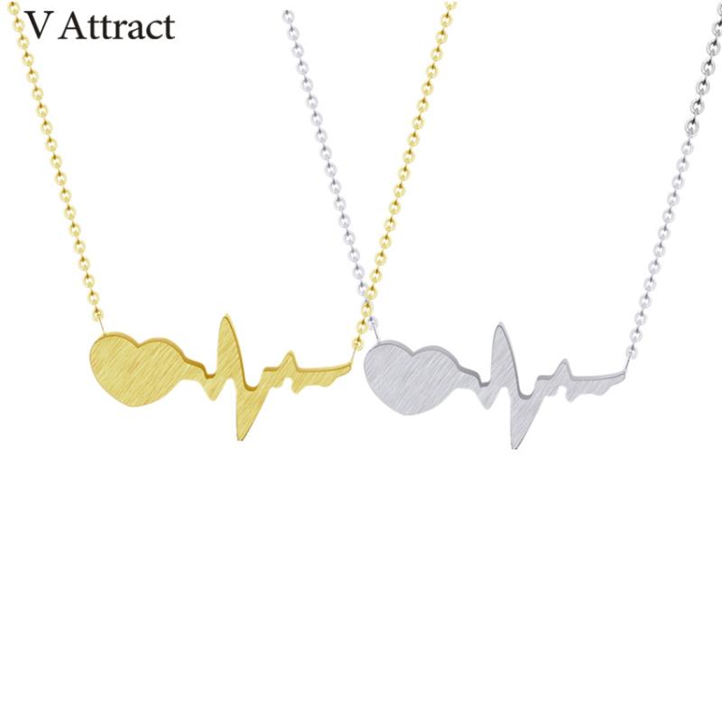 

Chains V Attract 10pcs One Direction Heartbeat Necklace Women Stainless Steel Jewelry Choker Gold Maxi Valentine's Day Gift