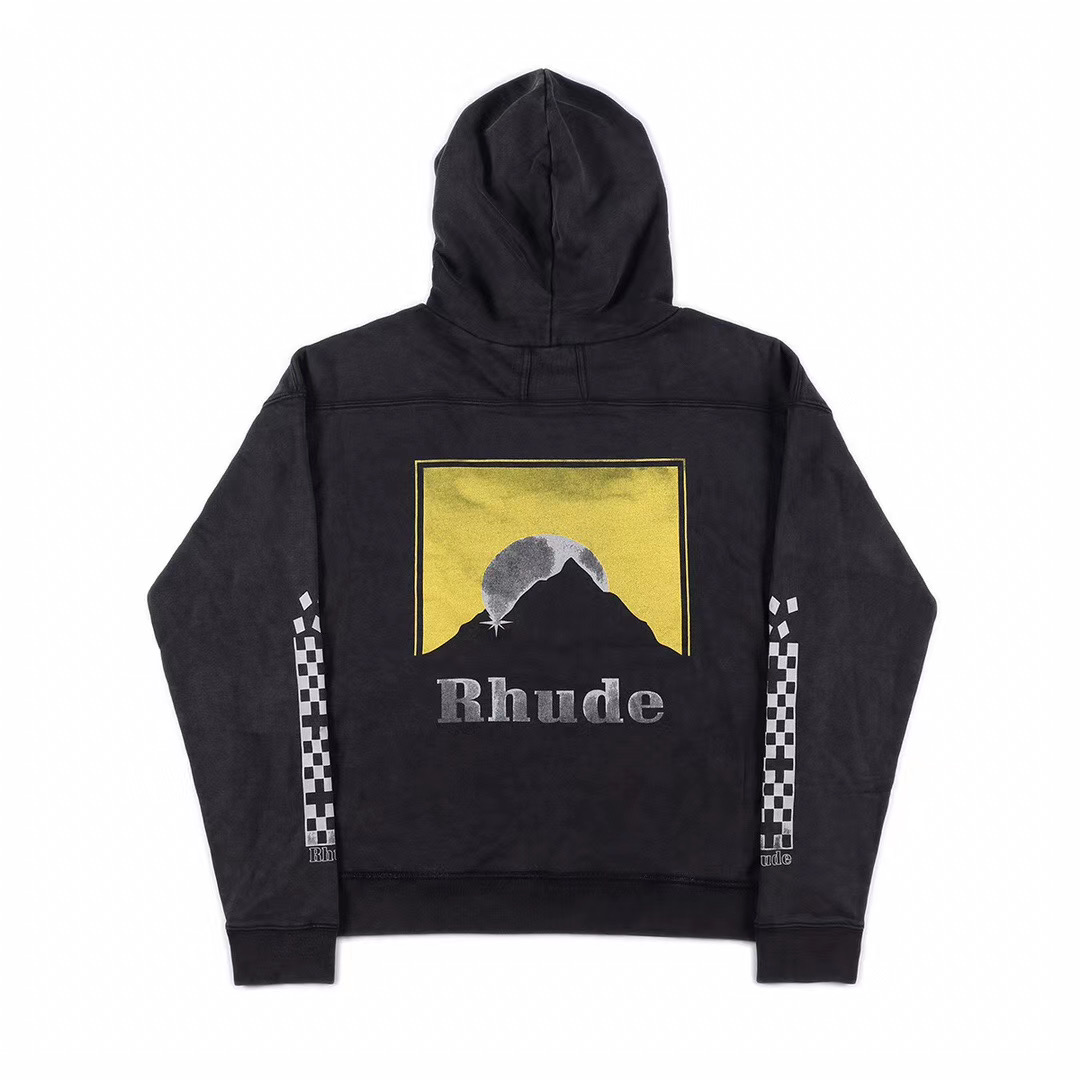 

High Street LAC RHUDE Trend Brand Fashion Sweater European and American Washing Retro Male and Female Couple Loose Antique Finish Gray -XL