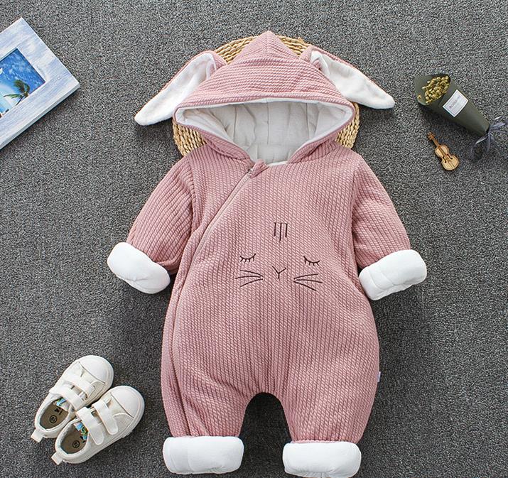 

baby clothes romper pjms Baby onesies for men and women in autumn and winter Not removable with cap, Pink
