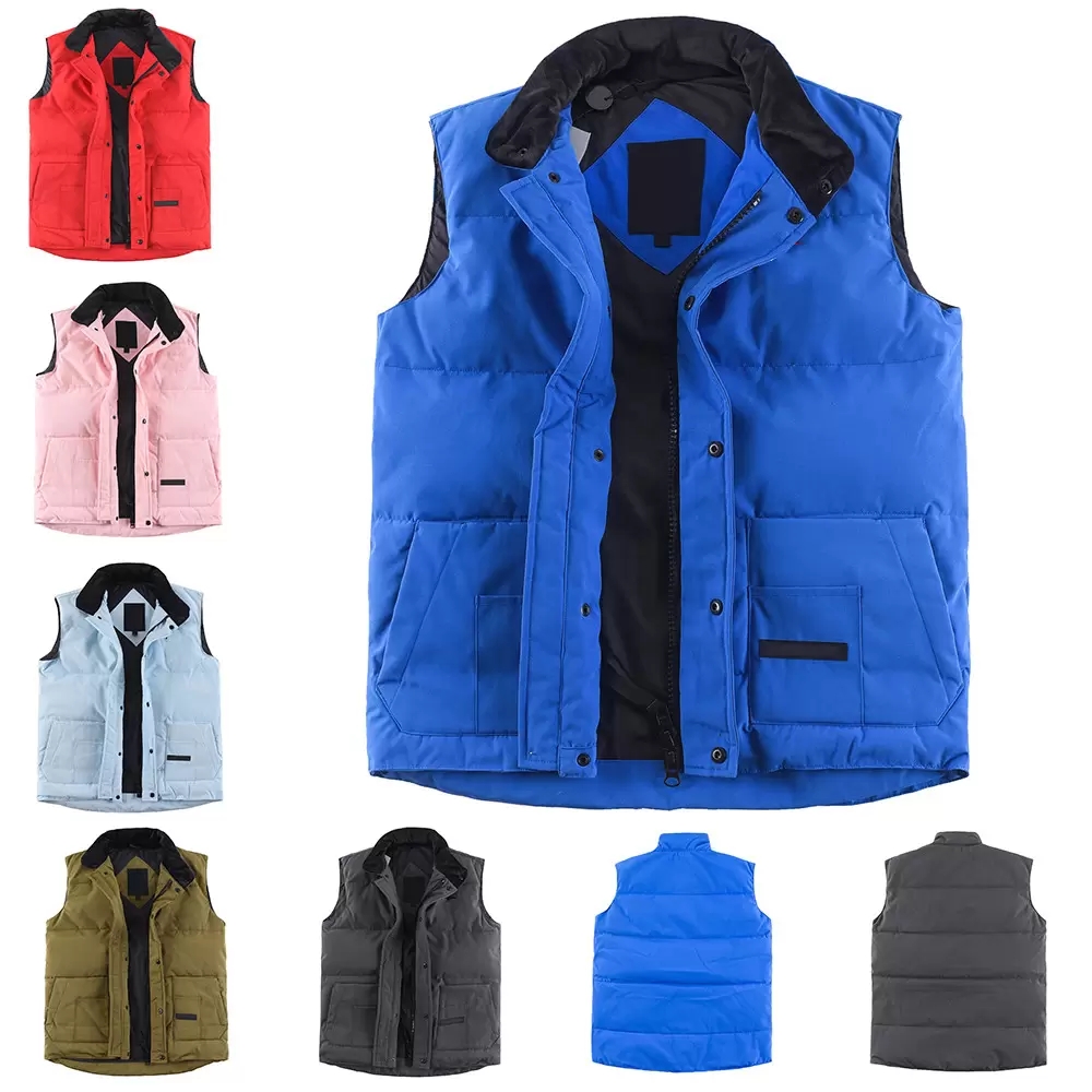 Canadian USA style Mens down jacket real feather vest Winter black label gooed Fashion Men Women gilet parka bodywarmer Advanced Waterproof Fabric