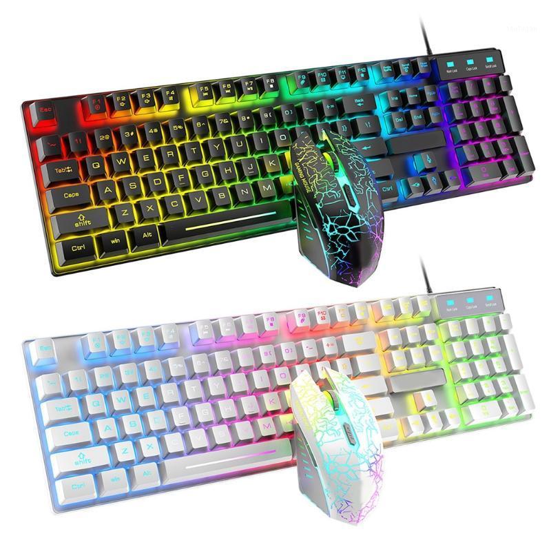 

T6 Rainbow USB Wired Keyboard Mouse Pad Combo RGB Backlit Pro Gaming Keypad for Gamer PC Laptop Computer1