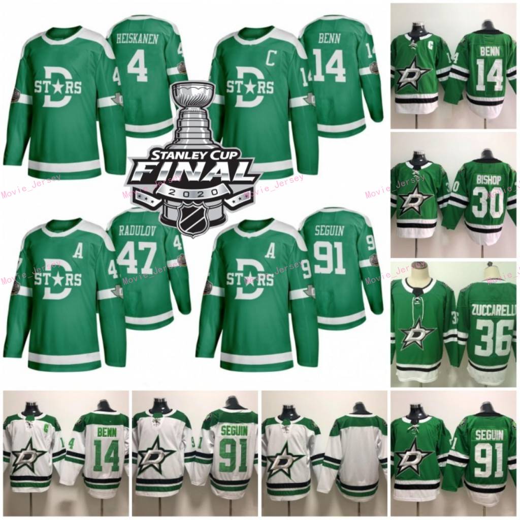 

2020 Stanley Cup Finals Dallas Stars #14 Jamie Benn 4 Miro Heiskanen 24 Roope Hintz 91 Seguin 47 Alexander Radulov Ice Hockey Jersey Stitch, Black;red