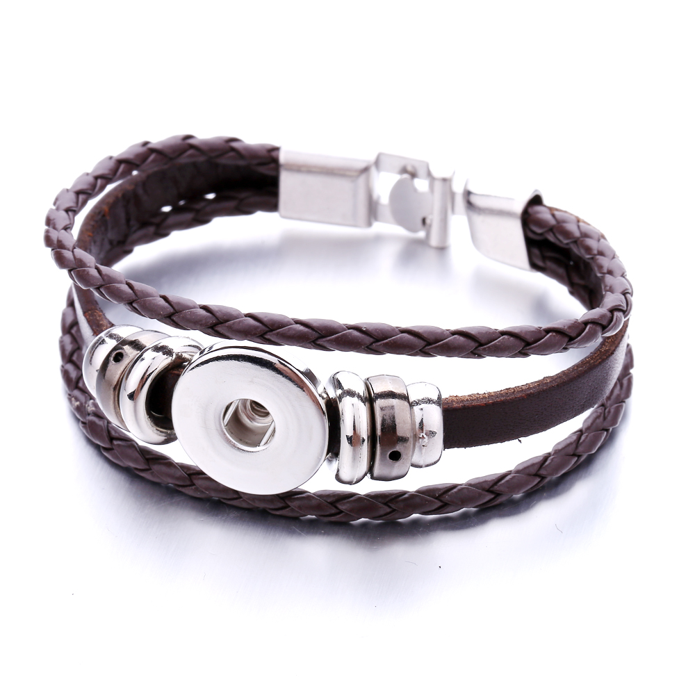 

28pcs/lot New Handmade Print Leather Bracelets Glass Snap Buttons Fashion Bracelet Bangle for Woman Men Jewelry