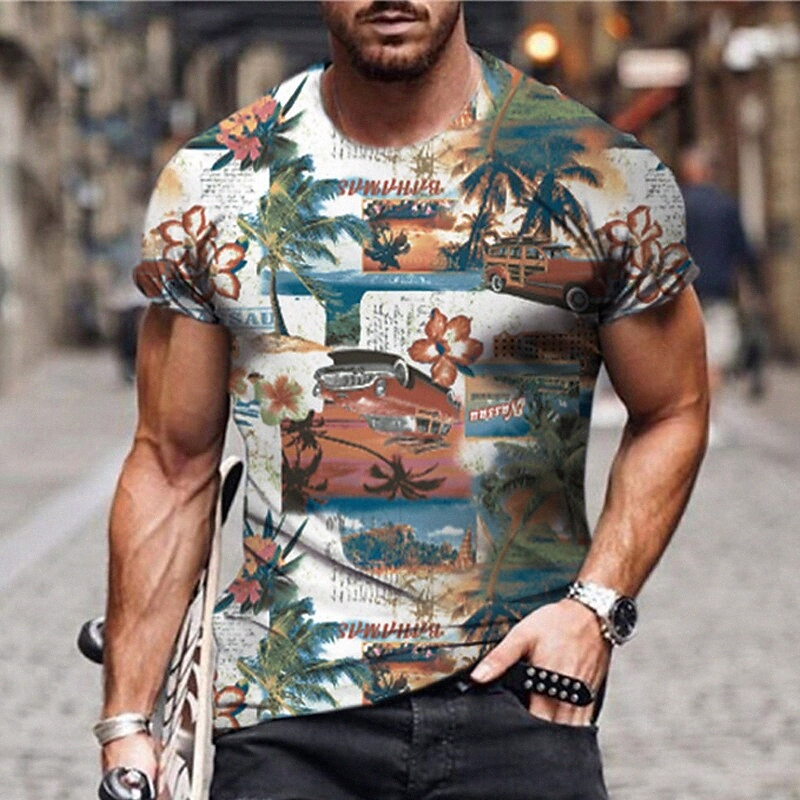 Men's Unisex T shirt 3D Print Graphic Prints Beach Crew Neck Daily Holiday Print Short Sleeve Tops Casual Designer Big and Tall Blue T08l#