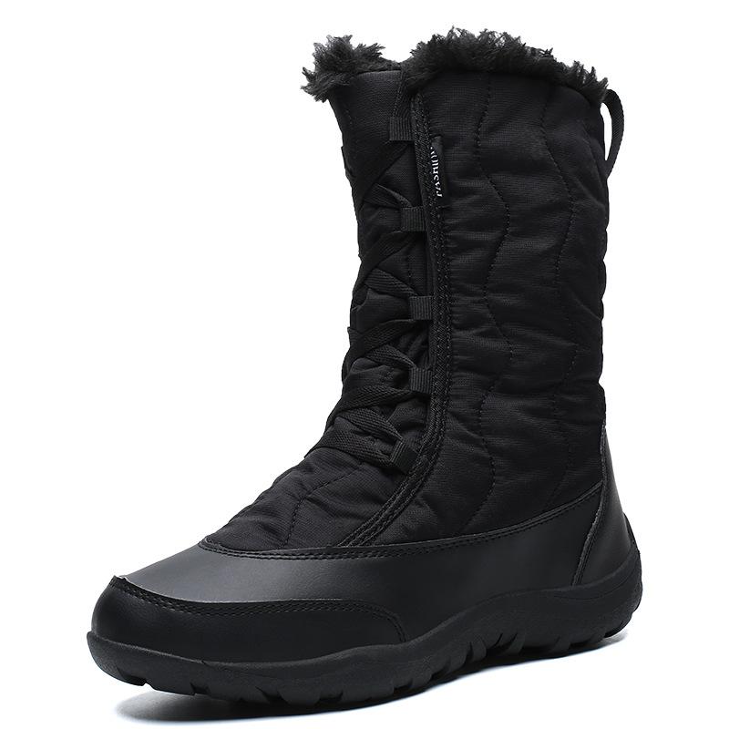 

Trekking Outdoor MidCalf Boots Fashion Microfiber Women's Boots Shoes Woman Hiking Winter Warm Plush Women Snow, Black