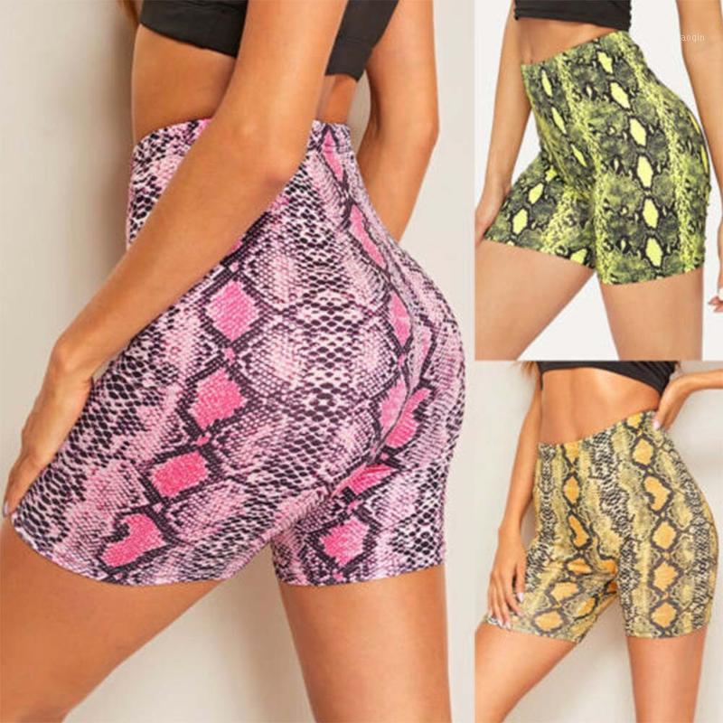 

Sexy Print Sports Shorts Womens Snake Skin High Waist Skinny Stretch Biker Shorts Short Women Summer Casual Short Trousers1, Pink