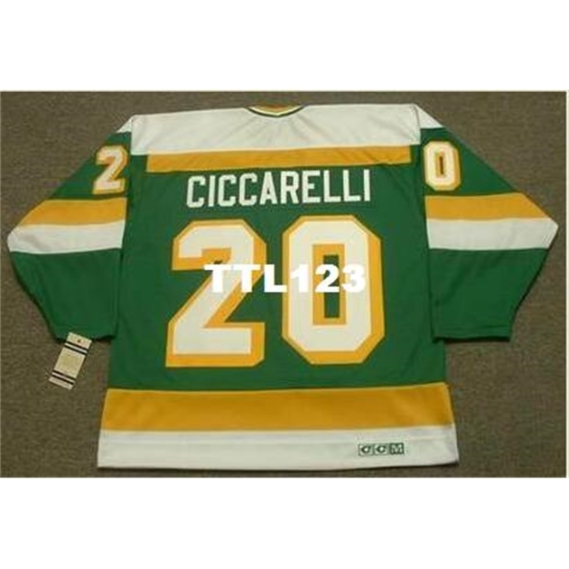

740 #20 DINO CICCARELLI Minnesota North Stars 1981 CCM Vintage Hockey Jersey or custom any name or number retro Jersey, Green