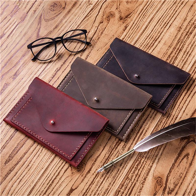 

Retro Handmade Genuine Leather Wallet Cowhide Purse Female Long Wallet Pouch Handbag for Men Women Coin Purse Card Holder Clutch, Brown