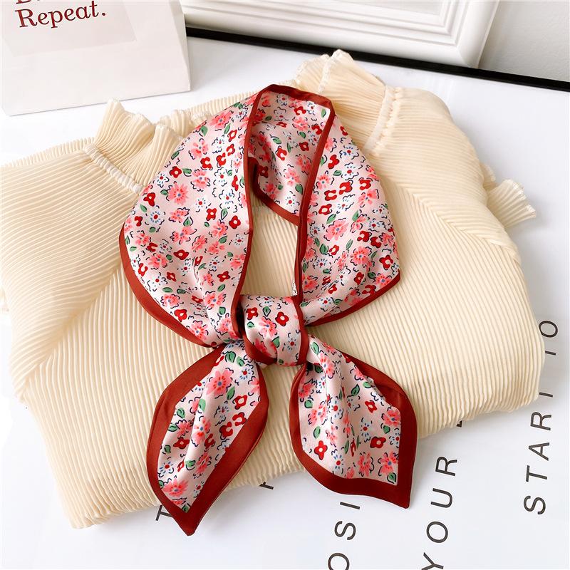 

Imitation Silk Double Print Scarf Women's Fashion Floral Handband Assorted Decorative Hair Band Binding Bag