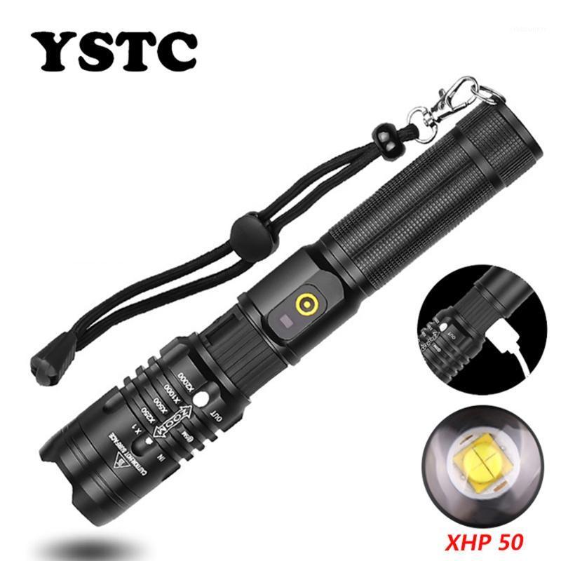 

Led Hard Light Torch XHP50 Outdoors Hiking Waterproof Zoomable USB Rechargeable 18650 Battery Tactical Flashlights1