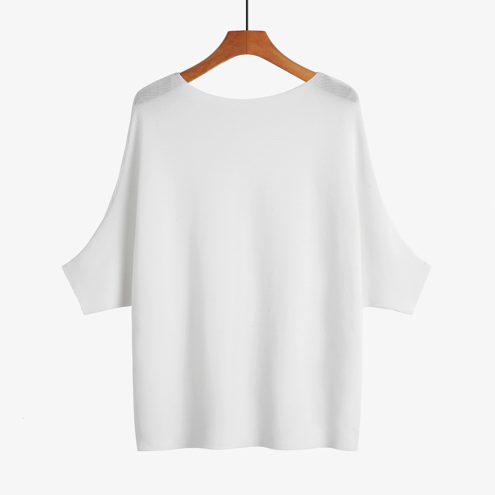 

2021 Summer Women Short Knitted Pullover New Loose t Shirt Mesh Breathable Bat Sleeve Solid Elasticity Female Tops Hd0k, White
