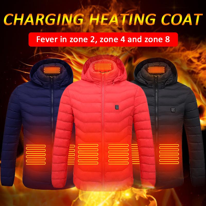 

Electric Heating Jacket Thermal Coat with Cap USB Charging Coats Hiking Camping Outdoor Sports Softshell Heated Jacket Winter, 1pcs