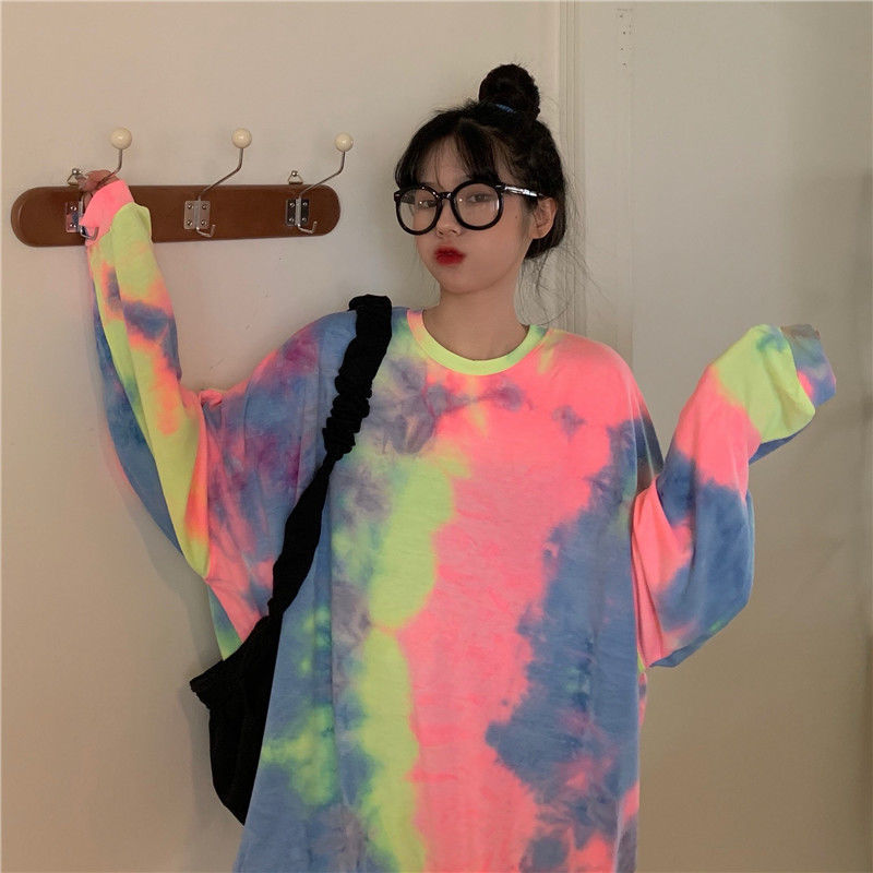 

spring 2021 New printed tie dye feminine hoodie chic ladies streetwear pullovers basic long sleeve tops y432 ZLYT, 9207tupianse