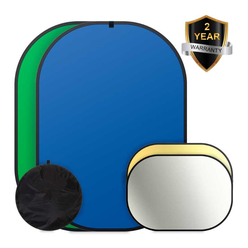 

ZUOCHEN Photography Chromakey Backdrop Cotton Background Green Blue Screen +2in1 Reflector For Facebook Live Photography