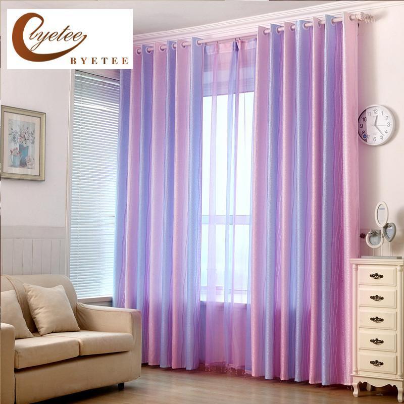 

byetee] New Stripe Modern Bedroom Kitchen Blackout Balcony Curtains Doors For Living Room Window Curtain Fabrics Fabric Drapes1, Red tulle