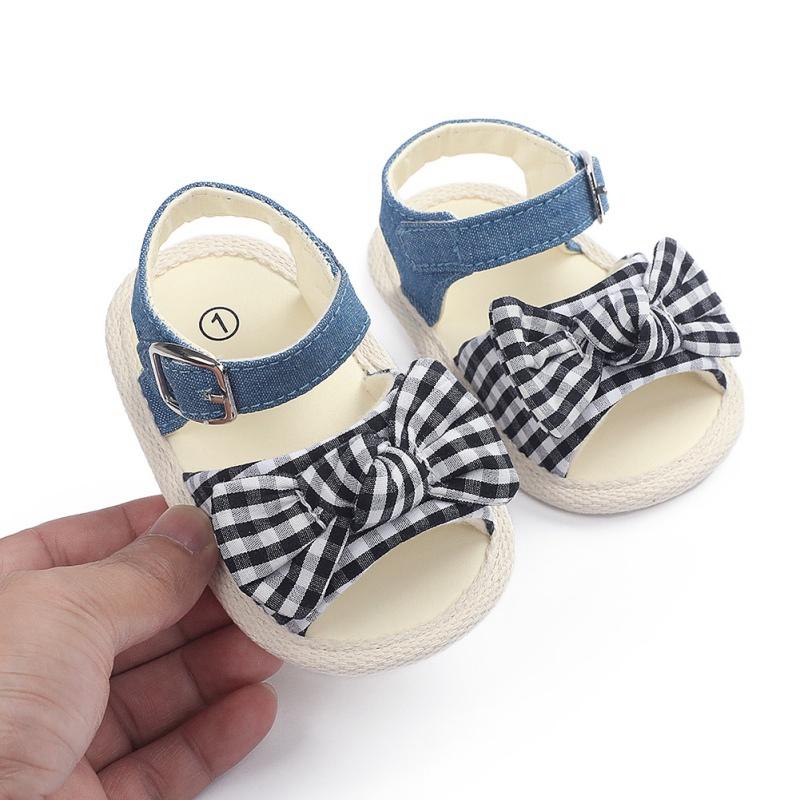 

Summer Baby Girls First Walkers Bow Polka Dot Breathable Anti-Slip Shoes Toddler Soft Soled Shoes -18M