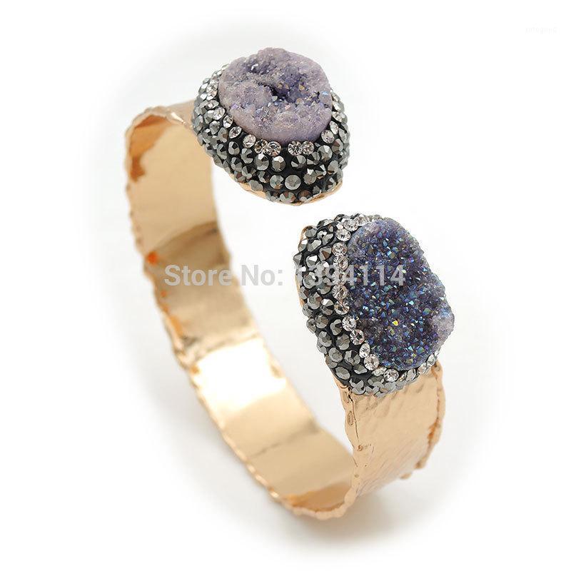 

Bangle Purple/Blue/Red/AB/Green 2 Crystal Druses Pave CZ Combination Thread Bracelet Adjustable 2.5 Inch1