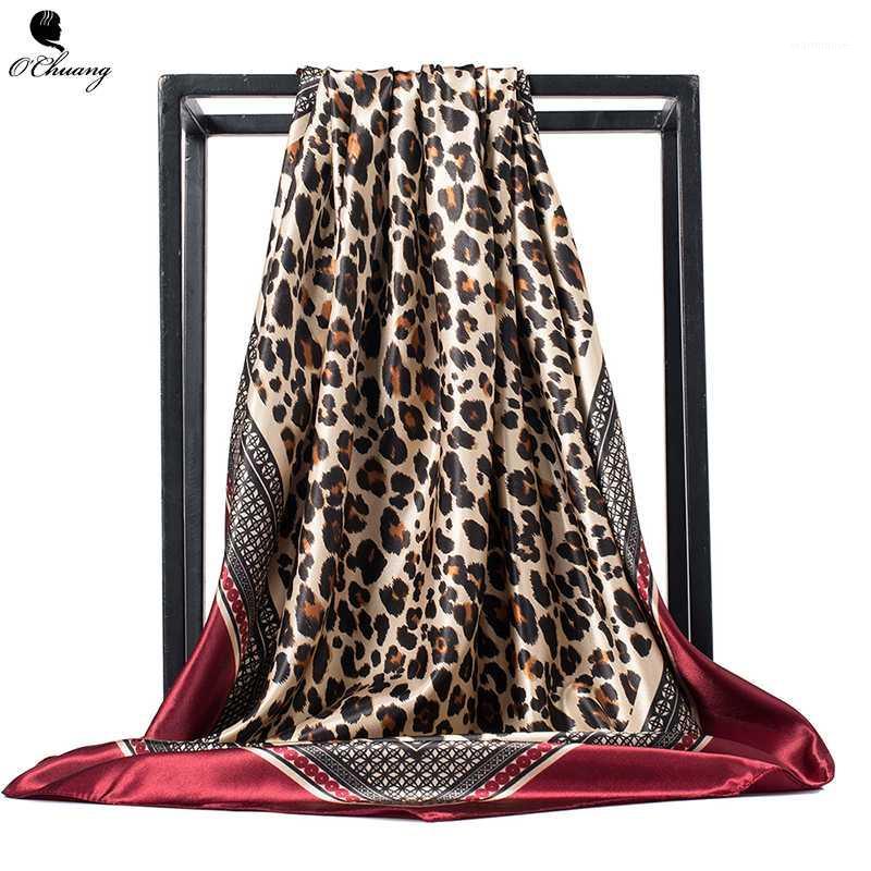 

Silk Scarf Women Leopard Print Foulard Soie Wraps sjaals voor dames Satin Shawl Square Head Scarves 90*90cm1
