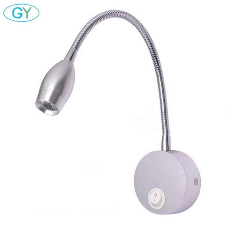

Modern Led silver bedside lamp reading lamp wall 1W 3w led plumbing hose lighting plumbing trap painting mirror light