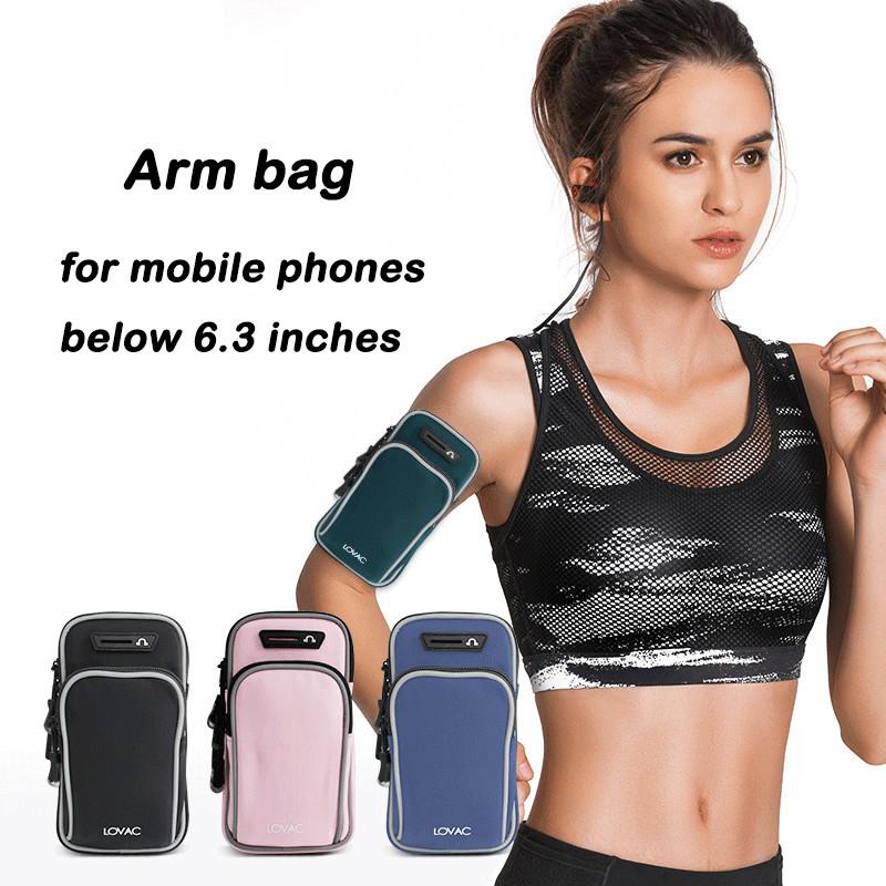 

Mobile Phone Arm Bag Universal Waterproof Fabric 6.3Inch Below Breathable Adjustable With Reflective Strip Armband for Running, Green