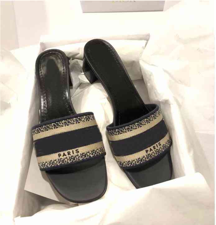 

Beach slippers 021 Newest Branded Summer DWAY Slides Women's Sandals Embroidery D-straps Slipper High Heels Flop Flip Lady Mules Shoes With Box, No.2