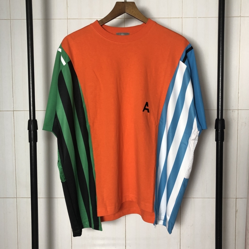 

2021 New Patchwork Stitched T-shirt Men Women Oversize Irregular Hem Tops Embroidery Ambush t Shirts H16o