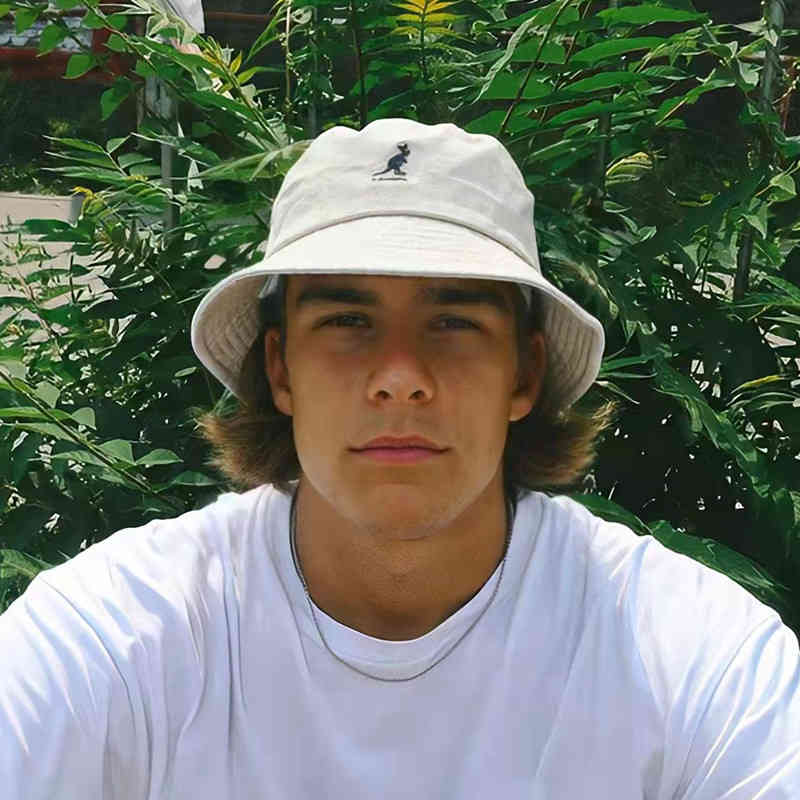 

Kangol Washed Bucket Hat Kangaroo Star Canvas Fisherman Hat, White