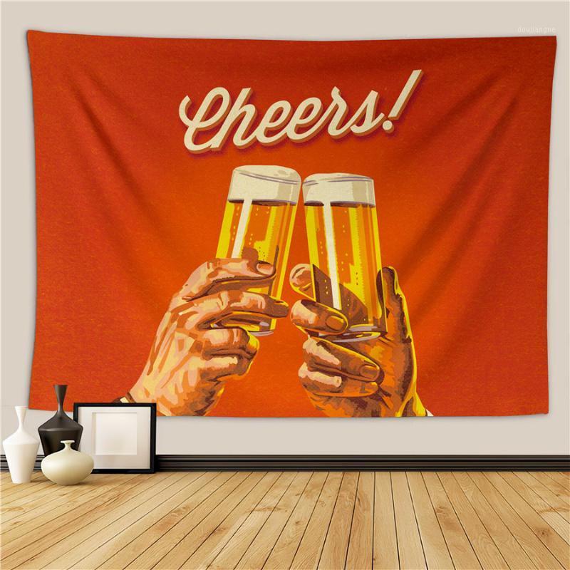 

HELENGILI Home Furnishing Beer Tapestry Wall Hanging Sandy Beach Picnic Throw Rug Camping Tent Sleeping Pad1