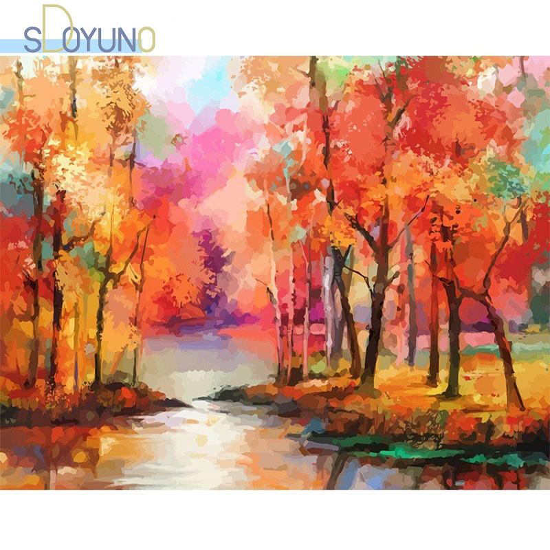 

SDOYUNO 60x75cm Paint By Numbers Kits Frameless DIY Scenery Oil Painting By Numbers On Canvas Digital Hand Painting Wall Art Dec