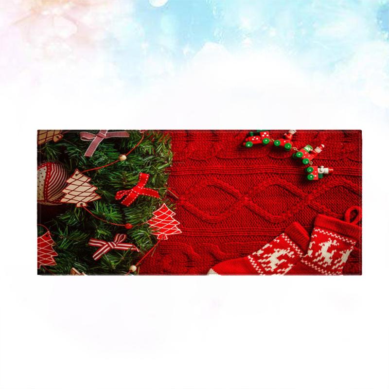 

Christmas Pattern Rug Rectangular Carpet Lovely Non Skid Door Foot Mat for Bathroom Bedroom Kitchen