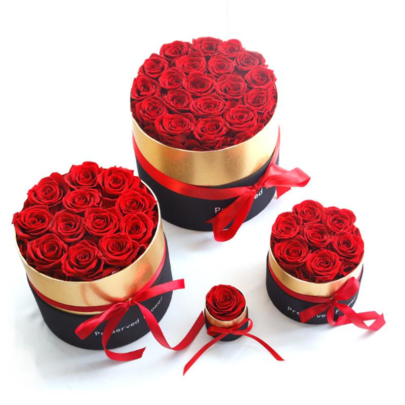 

Eternal Life Flower Immortal Rose With Hug Bucket Box Gift Preserved Flores Mother'S Day Romantic Valentines Cristmass Decor, As pic