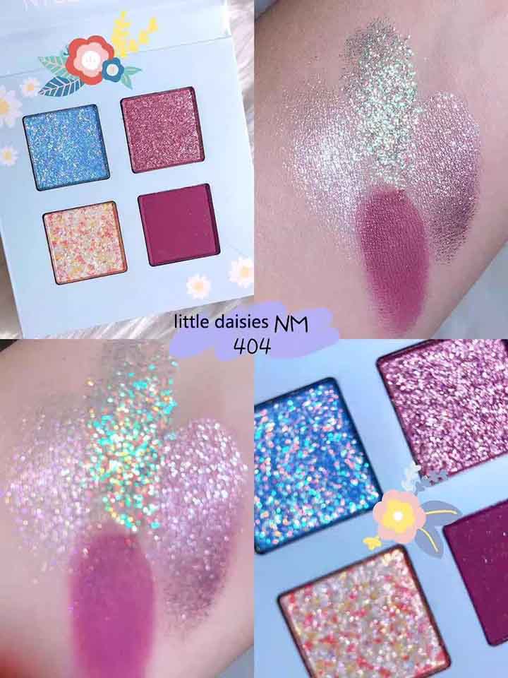 

4 Colors Eyeshadow Waterproof and Long-lasting Matte Shimmer Face Mineral Pigment Gingerbread Man Little Daisy Clouds, 404