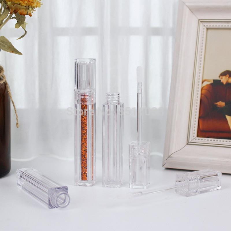 

5ML Empty Transparent Lipgloss Containers Tubes Square Clear Cosmetic Lipgloss Tube Packaging Lip Gloss Tubes with Wand