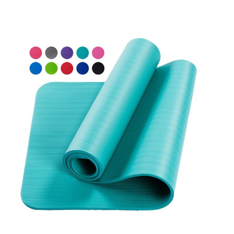 

New Yoga Mat High Elasticity Yoga Mat NBR Material Lengthened Soft Widened Thickened Practical With Straps, Blue