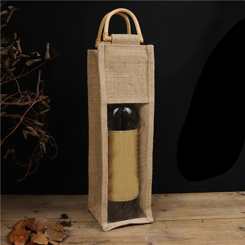 

New Creative Linen Packaging Bags Gift Box With String For Wine Oil Champange Bottle Carrier Gift Holder Wine Packaging