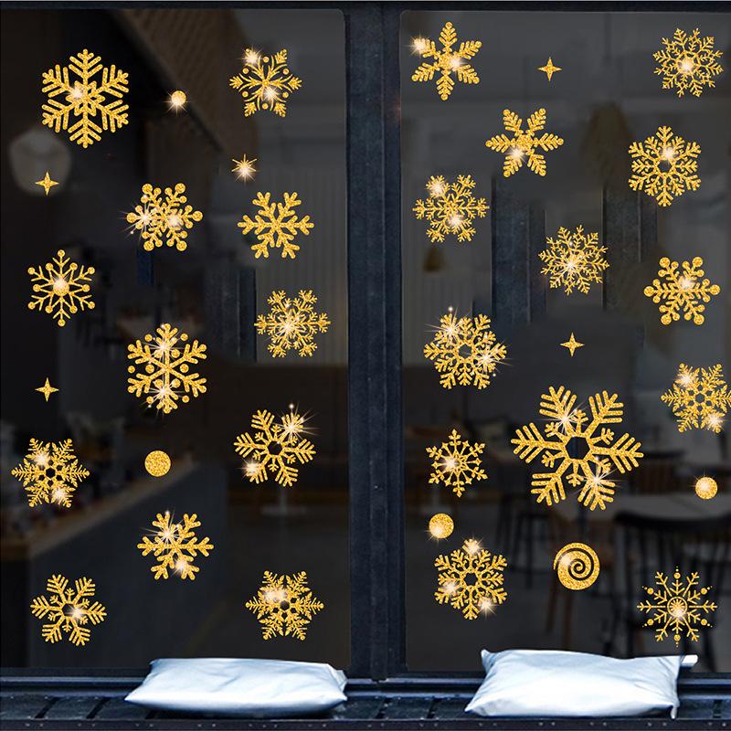 

Glitter effect snowflake electrostatic Sticker Window Christmas Wall Stickers Kids room home decoration New Year wallpaper