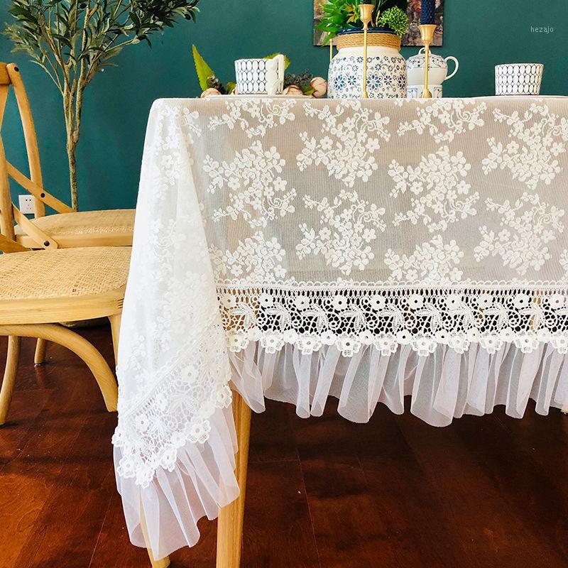 

Fyjafon Table Cloth Embroidery Lace Tablecloth White Decorative Dustproof Cover Outdoor Party Wedding Table Cloth1, As pic