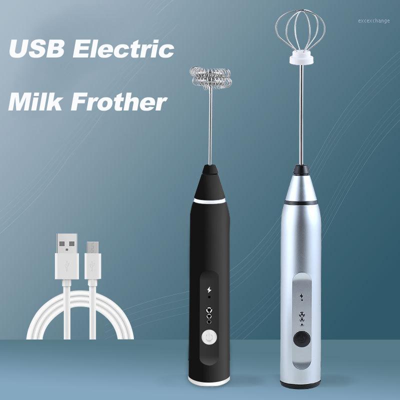 

USB Electric Milk Frother Handheld Foam Coffee Machine with 2 Stainless Steel Spring Eggbeater Powerful Electric Milk Frother1