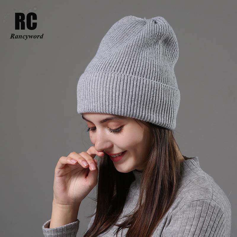 

Rancyword] Winter Hats For Women Wool Knitted Angora Hat Beanies Female Warm Fur Skullies Beanie For Girl 2020 RC2078, White
